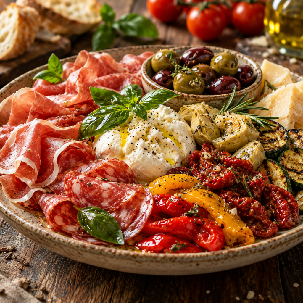 rustikales italienisches antipasti brett
